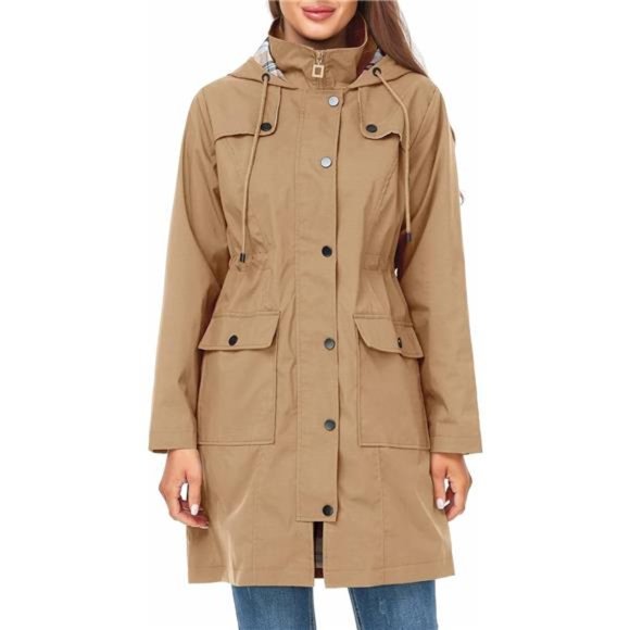 Jackets & Blazers - Waterproof Rain Jacket Lightweight Raincoat Hooded Windbreaker  For Women
